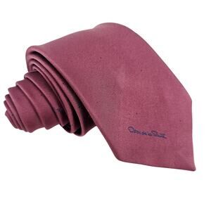 Oscar De La Renta Designer Tie Pink Mauve Navy Polka Dots Necktie 3X54 3743